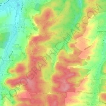 Itzlishofen topographic map, elevation, terrain