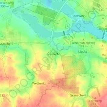 Göttwitz topographic map, elevation, terrain