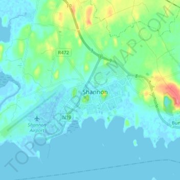 Shannon topographic map, elevation, terrain