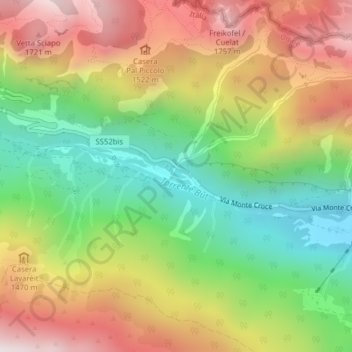 Laghetti di Timau topographic map, elevation, terrain