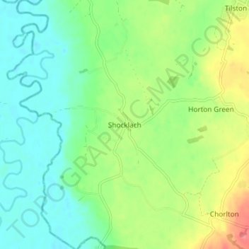 Shocklach topographic map, elevation, terrain
