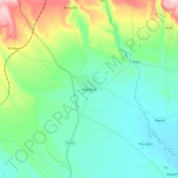 Arpaçay topographic map, elevation, terrain