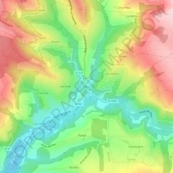 Mons topographic map, elevation, terrain
