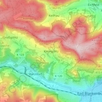Kleingölitz topographic map, elevation, terrain