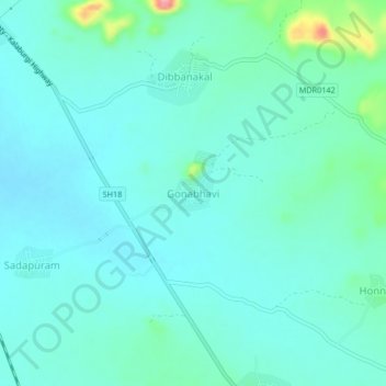 Gonabhavi topographic map, elevation, terrain