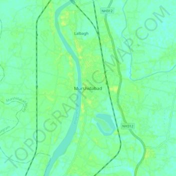 Murshidabad topographic map, elevation, terrain