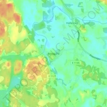 Borggård topographic map, elevation, terrain