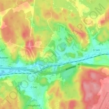 Snåkered topographic map, elevation, terrain