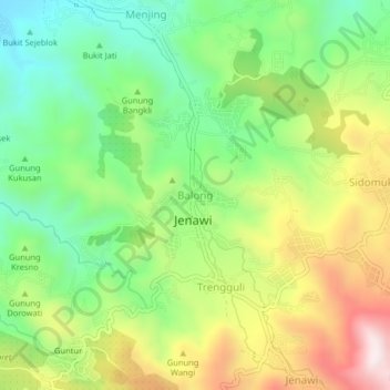 Balong topographic map, elevation, terrain