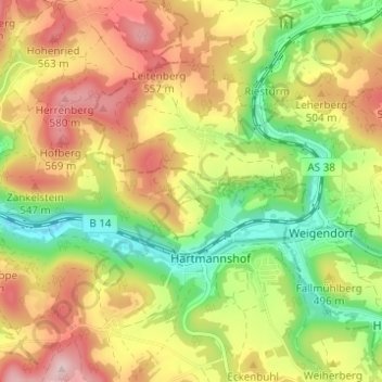 Hunas topographic map, elevation, terrain
