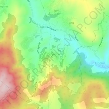 Pagarushë topographic map, elevation, terrain