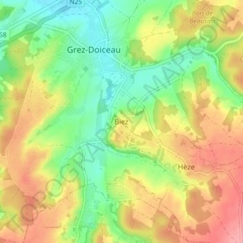 Biez topographic map, elevation, terrain