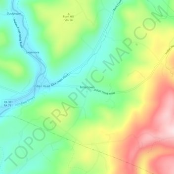 Millertown topographic map, elevation, terrain