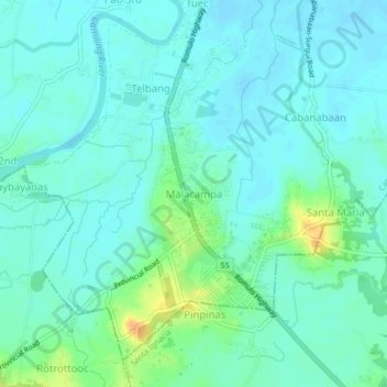 Malacampa topographic map, elevation, terrain