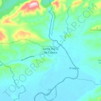 Santa María de Caparo topographic map, elevation, terrain
