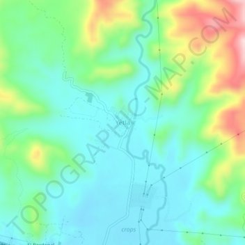 Yetla topographic map, elevation, terrain