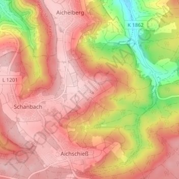 Krummhardt topographic map, elevation, terrain