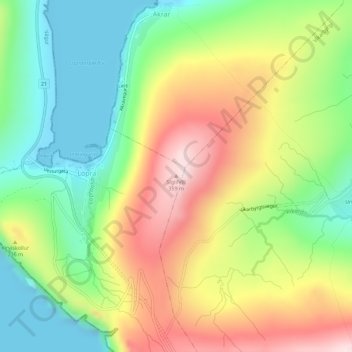 Siglifelli topographic map, elevation, terrain