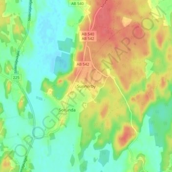 Sunnerby topographic map, elevation, terrain