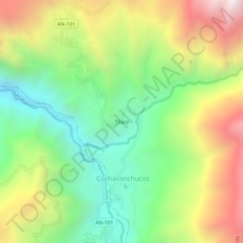 Tilaco topographic map, elevation, terrain
