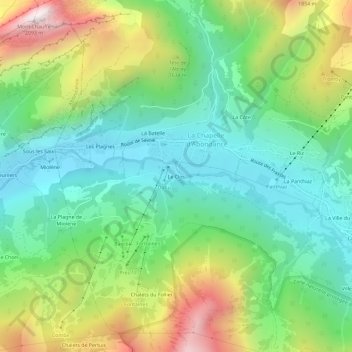Le Clos topographic map, elevation, terrain