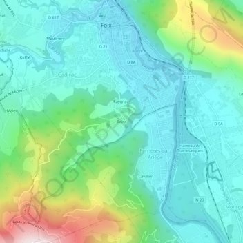 Reins topographic map, elevation, terrain