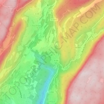 Cuttura topographic map, elevation, terrain
