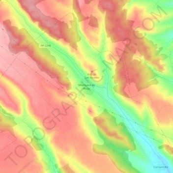Villanueva de Abajo topographic map, elevation, terrain