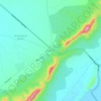 Bari Ghati topographic map, elevation, terrain