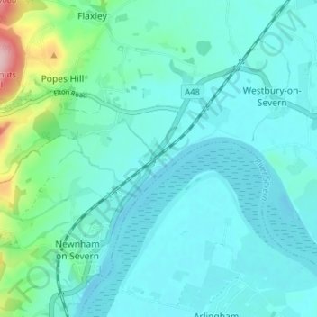 Broadoak topographic map, elevation, terrain