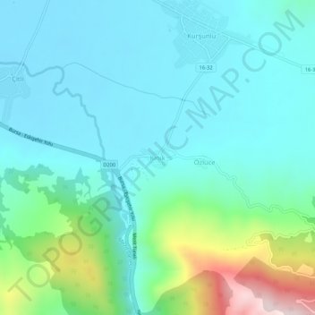 Kınık topographic map, elevation, terrain