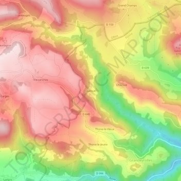 Quinsat topographic map, elevation, terrain