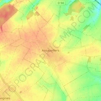 Ansauvillers topographic map, elevation, terrain