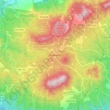 Apaneca topographic map, elevation, terrain