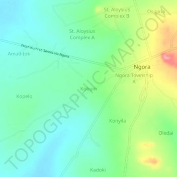 Kobuin topographic map, elevation, terrain