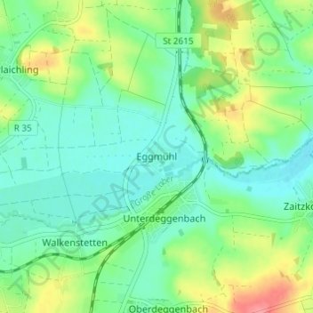 Eggmühl topographic map, elevation, terrain