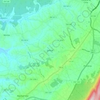 Juncal topographic map, elevation, terrain