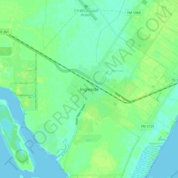 Ingleside topographic map, elevation, terrain