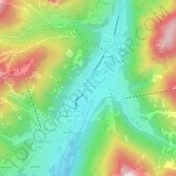 Pozza di Fassa - Poza topographic map, elevation, terrain