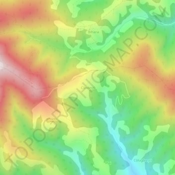 Cândești topographic map, elevation, terrain