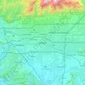 Ontario topographic map, elevation, terrain