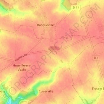 Marcouville topographic map, elevation, terrain
