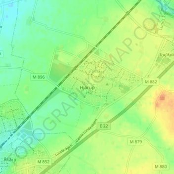 Hjärup topographic map, elevation, terrain