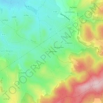 Les Grands Mas topographic map, elevation, terrain