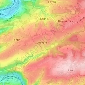 Betgné topographic map, elevation, terrain