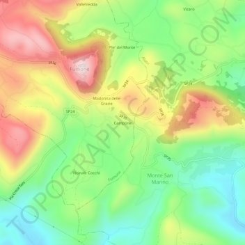 Campone topographic map, elevation, terrain