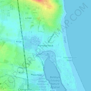 Portmarnock topographic map, elevation, terrain