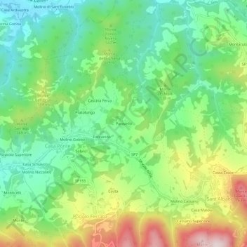 Paravello topographic map, elevation, terrain