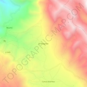 El Progreso topographic map, elevation, terrain