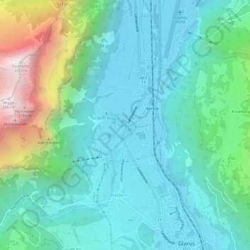 Netstal topographic map, elevation, terrain